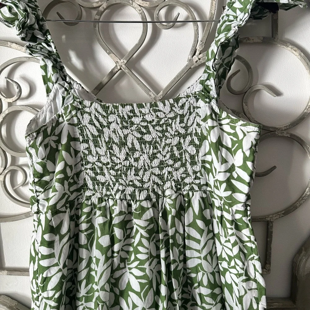Abercrombie & Fitch Ruffle Strap Smocked Midi Dress Size L Tall - Picture 6 of 10